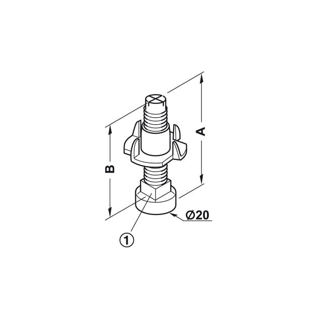 Justerbar skrue M8x45MM med klomutter