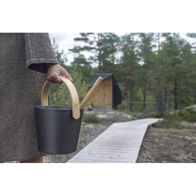 Badstubøtte aluminium m/Håndtak Svart