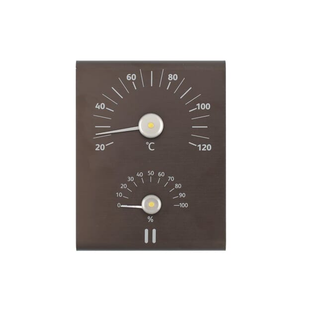 Badstutermometer og hygrometer brun/svart