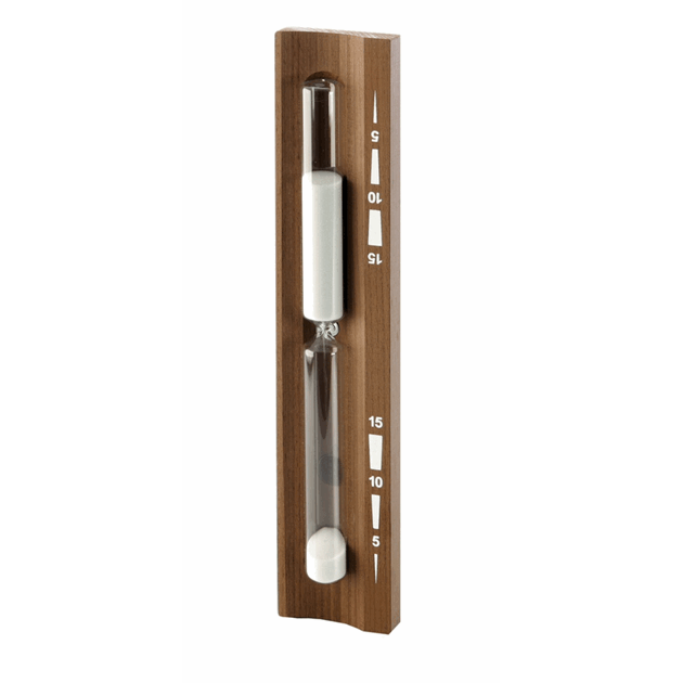 Timeglass 15 min varmebehandlet, hvit sand