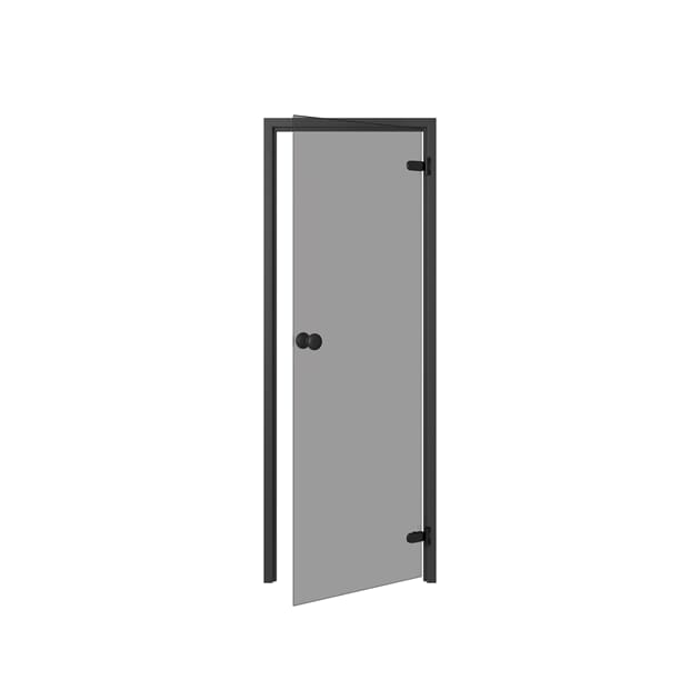 Badstudør Trendline svart Osp 7X19 Grått glass (10131)