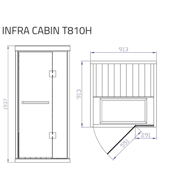Infra Tyløsand T810H Svart 913X913X1938
