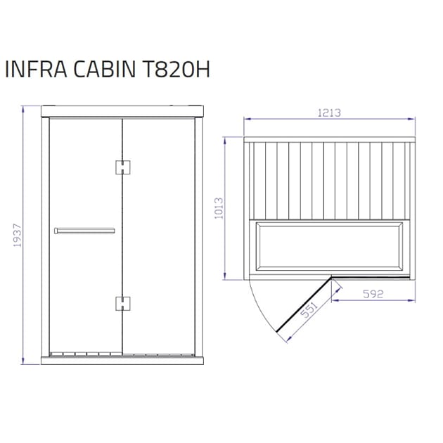 Infra Tyløsand T820H Svart 1213X1013X1938