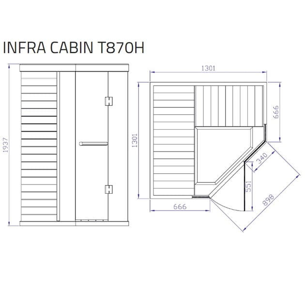 Infra Tyløsand T870H Grå 1301X1301X1938. Corner